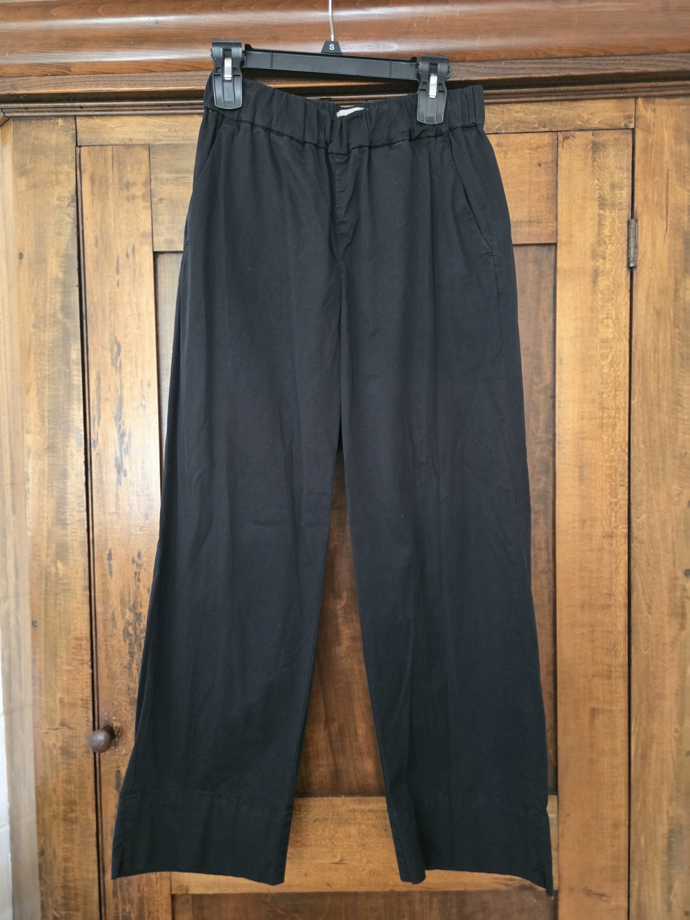 Everlane 98% Organic Cotton Black Wide-Leg Elastic-Waist Pants Medium
